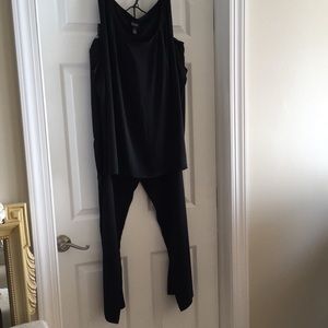 Eileen Fisher Woman Sleeveless Black Silk Top, Size 3X, Black Silk Pants,Size 2X